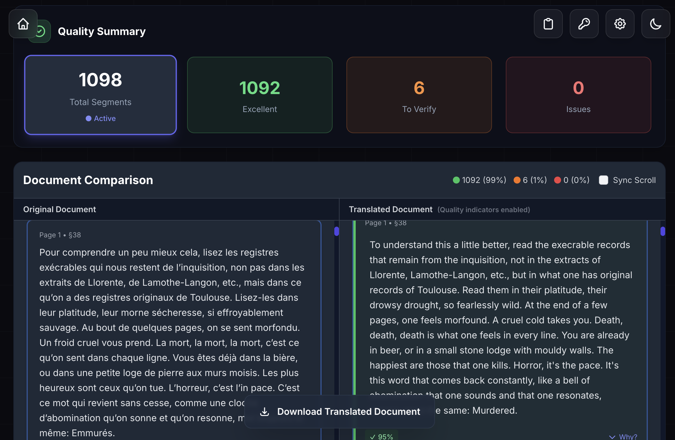 Balanced quality breakdown