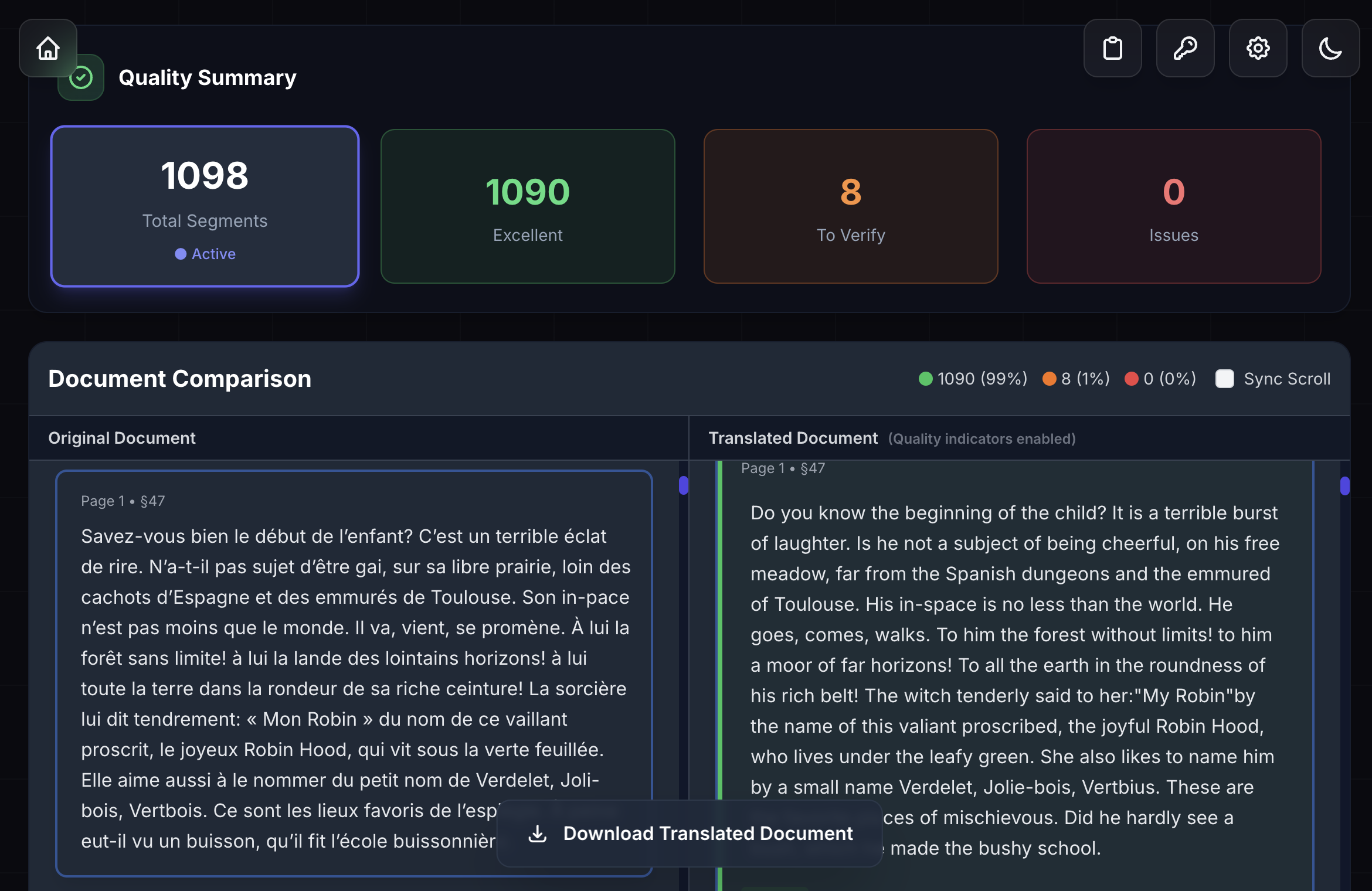 Fast quality breakdown
